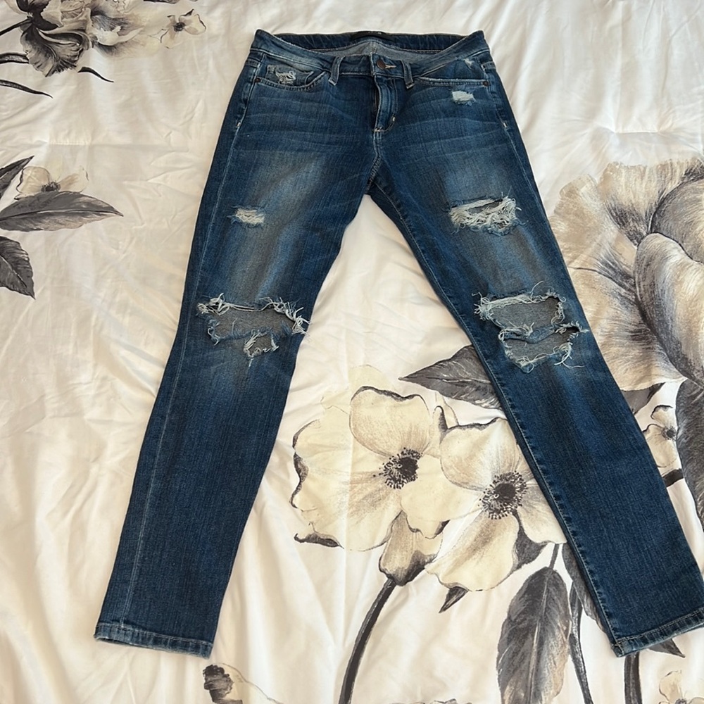 Joes Jeans Skinny Ankle Jeans Size 29 Dark Wash Distressed Ripped Denim